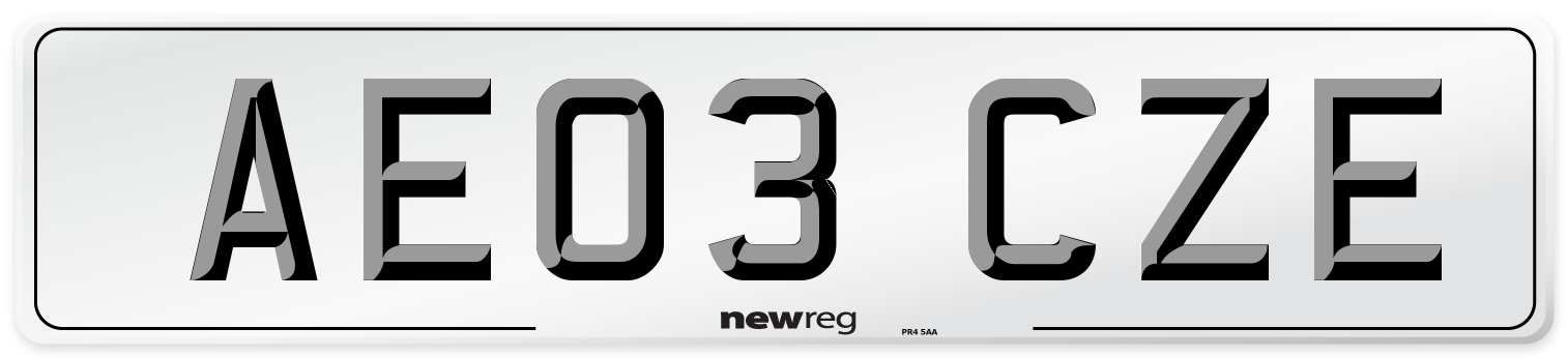 AE03 CZE Number Plate from New Reg